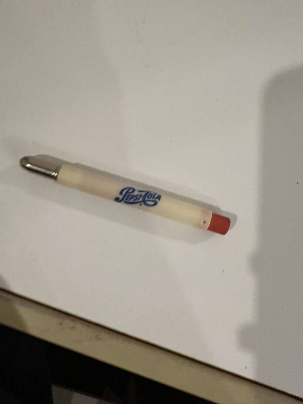 Vintage Pepsi-Cola Bullet Pencil White Blue Script